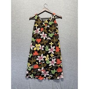 Kahala Wahine Aloha Hawaiian Mini Dress Women's 6 Black Floral Ruffled Back Zip